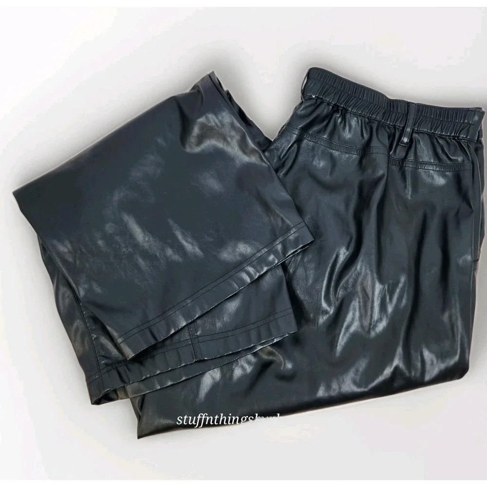 MADDEN NYC‎ Women's High Rise  Faux Leather Cargo Pants Jogger Size XXL
